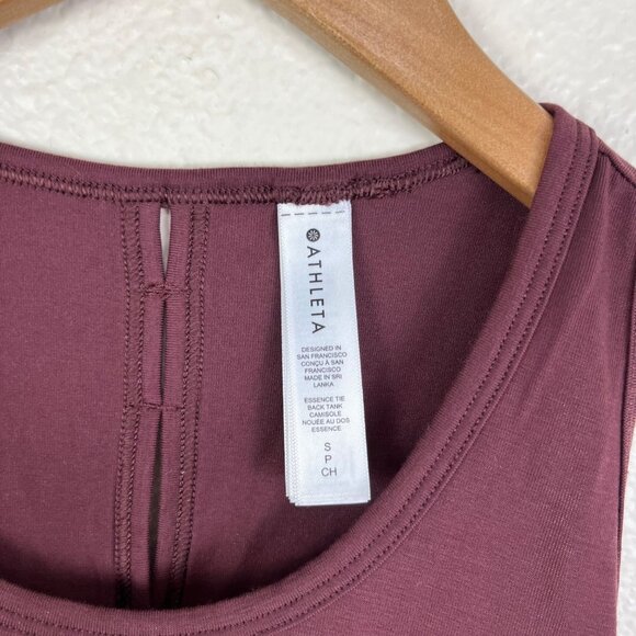 Athleta Athletic Scoop Neck Open Tie Back Tank Top Maroon Women’s Size S - Picture 7 of 9